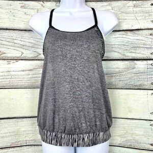 Nike Dri-FIT Racerback Tank Top Gray Black Small